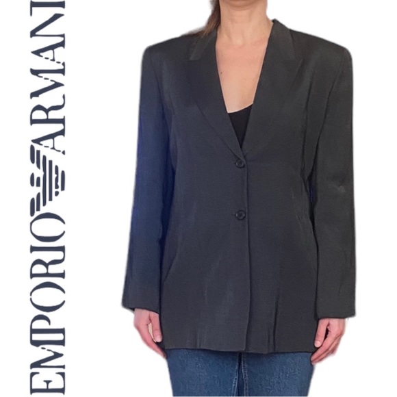 Emporio Armani Blazer Shiny Black Colour 
Size 48 Italian (Sz 12 USA) - Picture 5 of 12